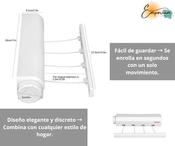 Tendedero Retráctil Interior Extensible